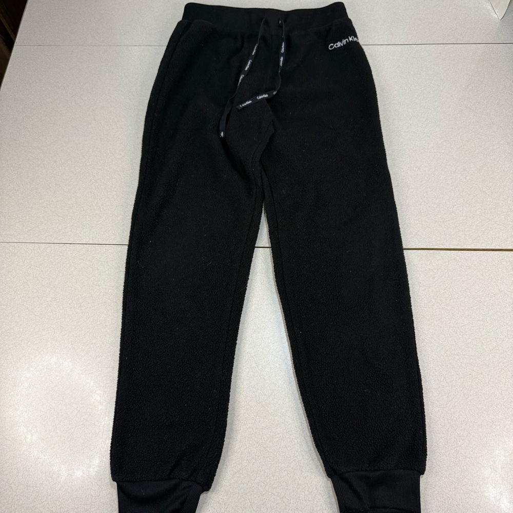 Calvin Klein Women’s Solid Black Fleece Joggers Size Petite Small
